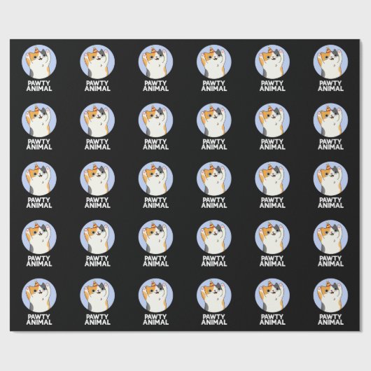 ポーティおもしろいアニマルパーティーキャットプンダークBG ラッピングペーパー (フラット)