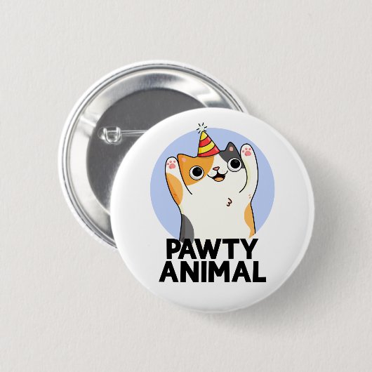 ポーティおもしろいアニマルパーティーハットキャットパン 缶バッジ (正面&裏面)