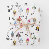 ポーティかわいい誕生日パーティー犬の名前をカスタムする時代 ラッピングペーパーシート (インサイチュ)