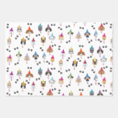 ポーティかわいい誕生日パーティー犬の名前をカスタムする時代 ラッピングペーパーシート (正面)