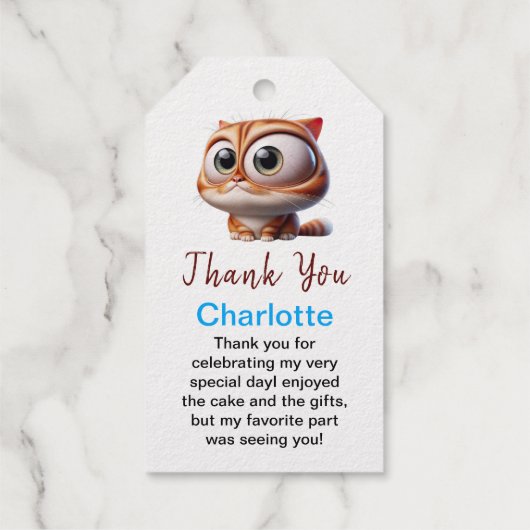 ポーティだ!かわいい猫2歳の誕生日パーティー ギフトタグ (裏面)