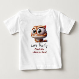 ポーティだ！かわいい猫2歳の誕生日パーティー ベビーTシャツ
