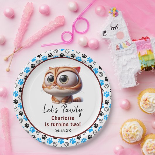 ポーティだ!かわいい猫2歳の誕生日パーティー ペーパープレート (パーティー)