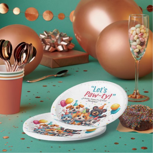 「ポーティにしよう！」 キッズ誕生日動物の友人 ペーパープレート (複数)