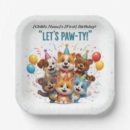 ポーティにしよう!」 キッズ誕生日動物の友人 ペーパープレート
