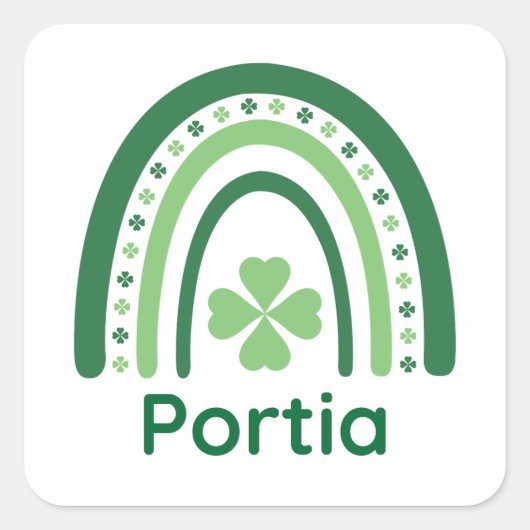 ポーティアネームクローバーボホーレインボー スクエアシール (正面)