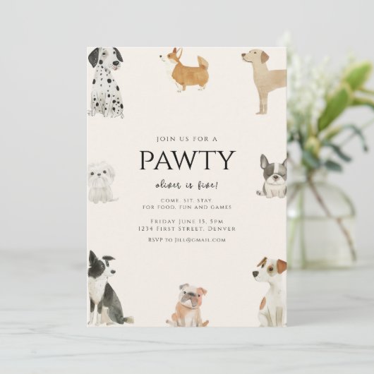 ポーティドッグテーマ誕生日 招待状 (スタンド正面)