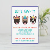 ポーティフランスのブルドッグパーティー帽子 招待状 (スタンド正面)