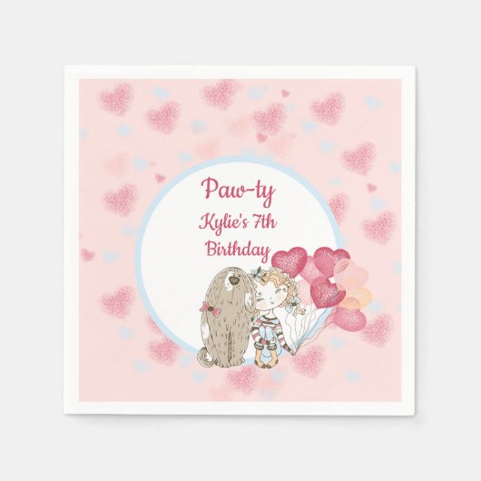 ポーティードッグ誕生日パーティナプキンス スタンダードカクテルナプキン (正面)