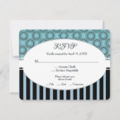 ポーティール(緑がかった色)とブルーウェディングRSVPカード 出欠カード (正面)