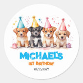 ポーティ子犬の誕生日パーティーを ラウンドシール (正面)