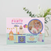 ポーティ誕生日キャットキッテンポーガールズおもしろい写真 招待状 (スタンド正面)