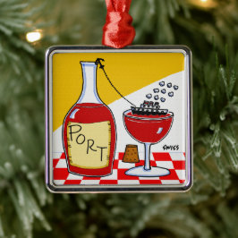 ポートおもしろいワインマンガースクリスマスメタルオーナメント メタルオーナメント