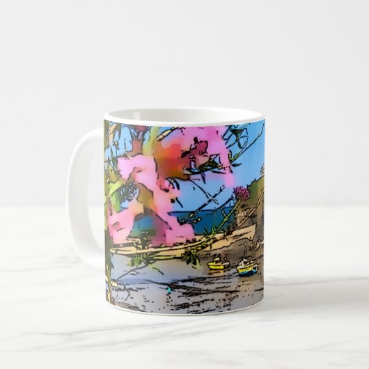 ポートアイザックコーンウォールハーバーフィッシャーマンズフレンズ コーヒーマグカップ (正面左)