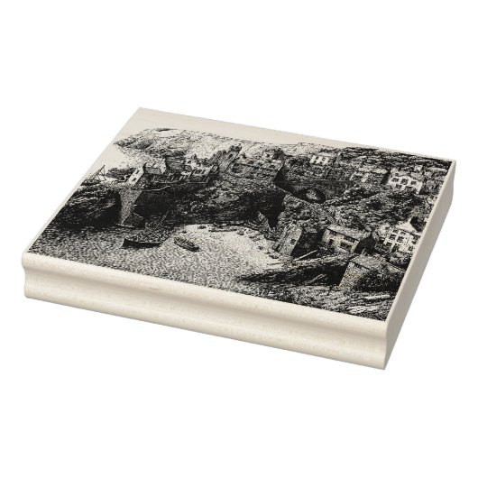 ポートアイザック、コーンウォールヴィンテージスケッチ ラバースタンプ (スタンプ)