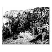 ポートアイザック、コーンウォールヴィンテージスケッチ ラバースタンプ (インプリント)