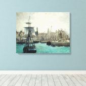 ポートアットカレーbyマネ、ヴィンテージ印象主義アート キャンバスプリント (インサイチュ (ウッドフロア))