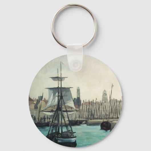 ポートアットカレーbyマネ、ヴィンテージ印象主義アート キーホルダー (正面)