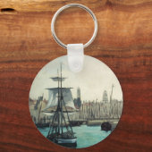 ポートアットカレーbyマネ、ヴィンテージ印象主義アート キーホルダー (正面)