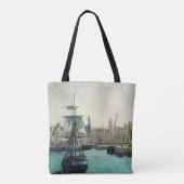 ポートアットカレーbyマネ、ヴィンテージ印象主義アート トートバッグ (裏面)