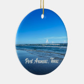 ポートアランサステキサス州コースト海波クリスマス セラミックオーナメント (右)