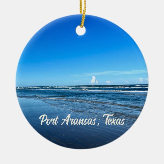 ポートアランサステキサス州コースト海波クリスマス セラミックオーナメント (正面)