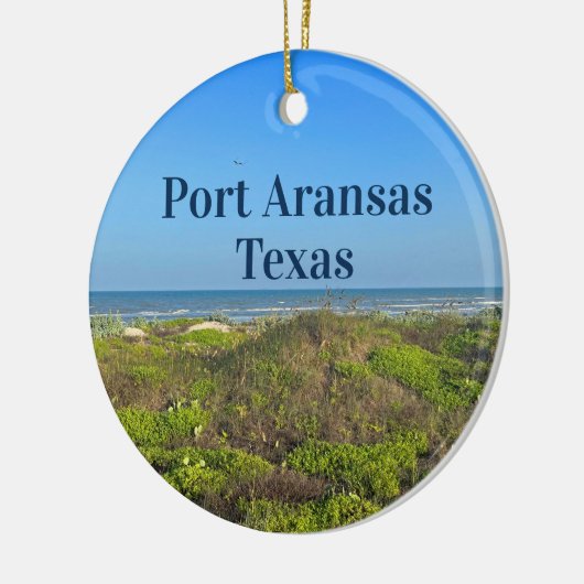 ポートアランサステキサス州ビーチグラスフォトクリスマス セラミックオーナメント (左)