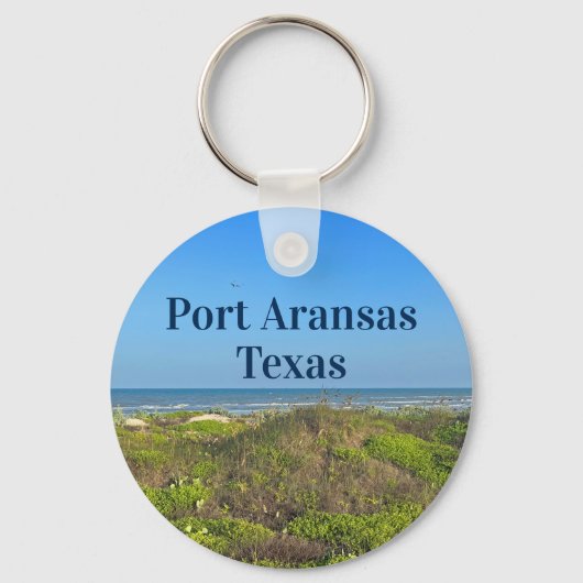 ポートアランサステキサス州ビーチグラスフォト キーホルダー (正面)