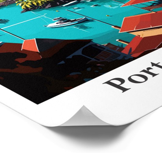 ポートアントニオジャマイカヴィンテージトラベルイラストレーション ポスター (角)