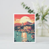 ポートオブスペイントラベルプレイスイラストレーション ポストカード (スタンド正面)