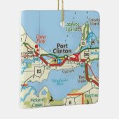 ポートクリントンOHヴィンテージマップ セラミックオーナメント (右)