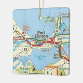 ポートクリントンOHヴィンテージマップ セラミックオーナメント (左)