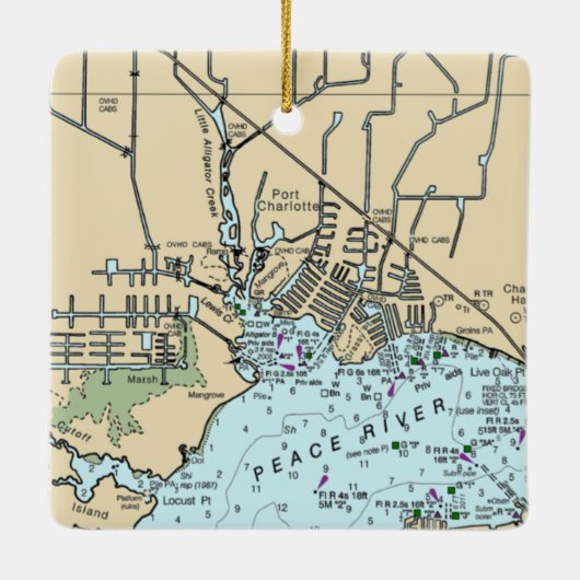 ポートシャーロットフロリダ海図 セラミックオーナメント (裏面)