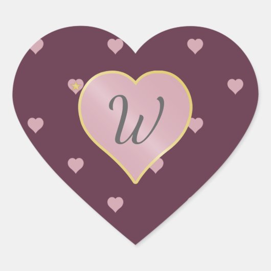 ポートステッカーのハート内の星 ハートシール (正面)