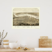 ポートヒューロン， MIパノラママップ – 1867 ポスター (キッチン)