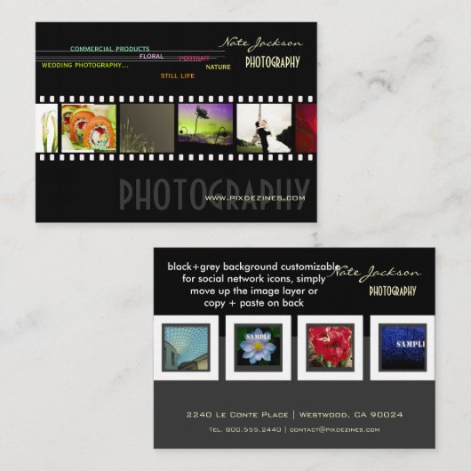 ポートフォリオの名刺写真テンプレート 名刺 (正面/裏面)