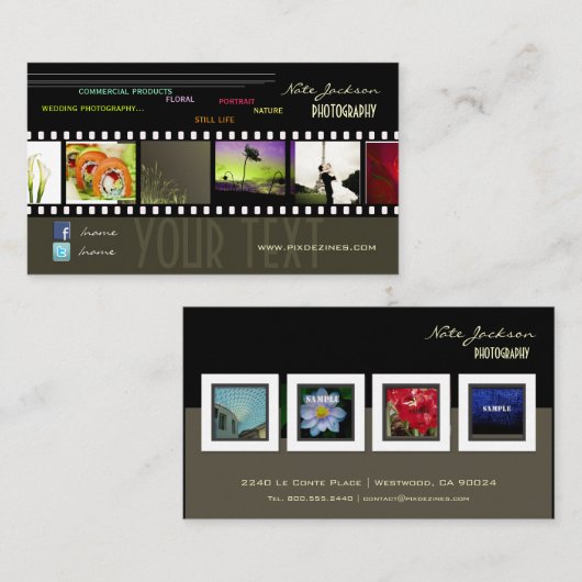 ポートフォリオの名刺写真テンプレート/DIYフォント 名刺 (正面/裏面)