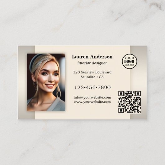 ポートフォリオロゴQRコードインテリアデザイナ 名刺 (裏面)