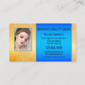 ポートフォリオ美しいサロンブルー金ゴールド 名刺 (裏面)