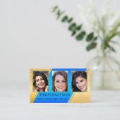 ポートフォリオ美しいサロンブルー金ゴールド 名刺 (スタンド正面)