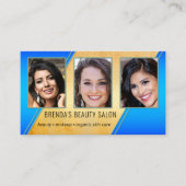 ポートフォリオ美しいサロン金ゴールドブルービジネスカード 名刺 (正面)