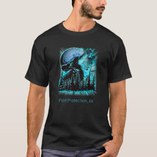 ポートプロテクションアラスカハウリングウルフムーンフォレストNa Tシャツ