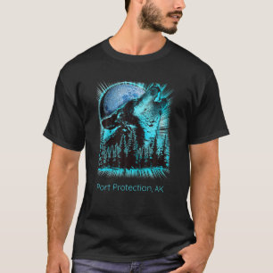 ポートプロテクションアラスカハウリングウルフムーンフォレストNa Tシャツ