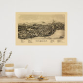 ポートヘンリーNYパノラママップ – 1889 ポスター (キッチン)