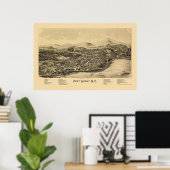 ポートヘンリーNYパノラママップ – 1889 ポスター (ホームオフィス)