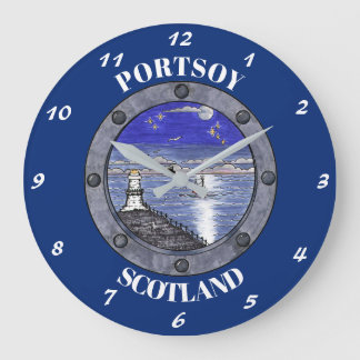 ポートホールの大きな時計を通して ラージ壁時計