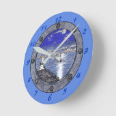 ポートホールの時計を通して ラウンド壁時計 (傾斜)