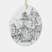 ポートメイリオンノースウェールズペンとインクスケッチ セラミックオーナメント (右)