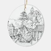 ポートメイリオンノースウェールズペンとインクスケッチ セラミックオーナメント (左)