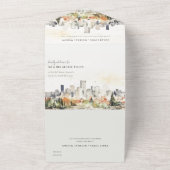 ポートラエレガントンドオレゴン州スカイラインウォーター結婚カラー オールインワン招待状 (外側)